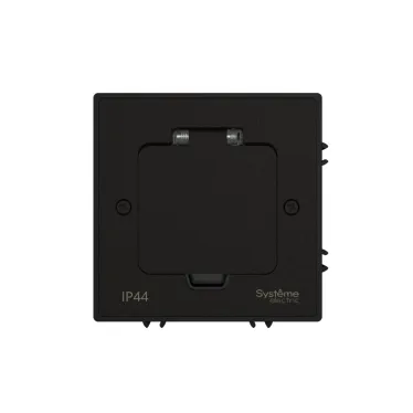 MultiDesk Лючок с розеткой 2К+З, 16А/250В, IP44 с монтажной коробкой для бетонных полов Чёрный матовый, тип MDK21