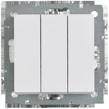 BRITE Выключатель 3-клавишный 10А ВС10-3-0-БрАБ арктический белый IEK