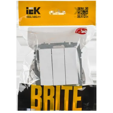 BRITE Выключатель 3-клавишный 10А ВС10-3-0-БрАБ арктический белый IEK
