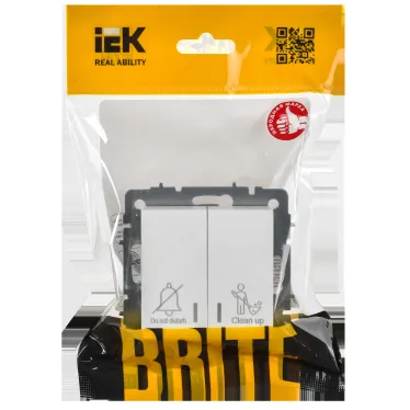 BRITE Выключатель 2-клавишный с индикацией для отелей 10А ВС10-2-9-БрАБ арктический белый IEK