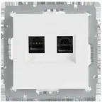 BRITE Розетка компьютерная двойная RJ45 кат.6 РК11-2-БрАБ арктический белый IEK