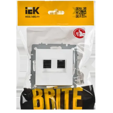 BRITE Розетка компьютерная двойная RJ45 кат.6 РК11-2-БрАБ арктический белый IEK