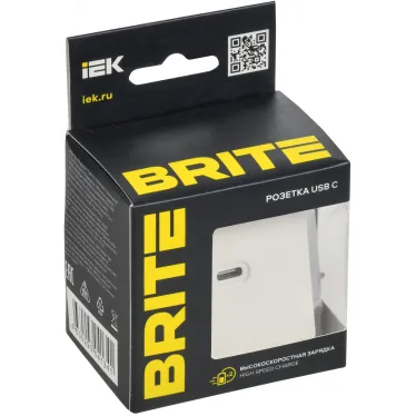 BRITE Розетка USB C 65Вт высокоскоростная зарядка РЮ12-1-БрБ белый IEK