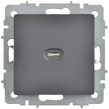 BRITE Розетка USB C 65Вт высокоскоростная зарядка РЮ12-1-БрГ графит IEK