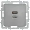 BRITE Розетка USB A+C 45Вт высокоскоростная зарядка РЮ11-2-БрС сталь IEK