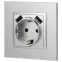 Розетка 2P+E 16A-250В, штор. с 2xUSB 5В-3А, Эра Elegance, алюминий 14-4109-03