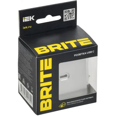 BRITE Розетка USB C 65Вт высокоскоростная зарядка РЮ12-1-БрА алюминий IEK