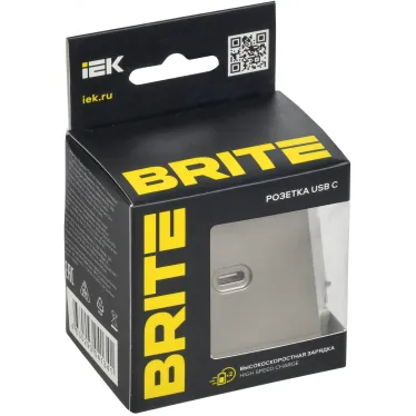 BRITE Розетка USB C 65Вт высокоскоростная зарядка РЮ12-1-БрШ шампань IEK
