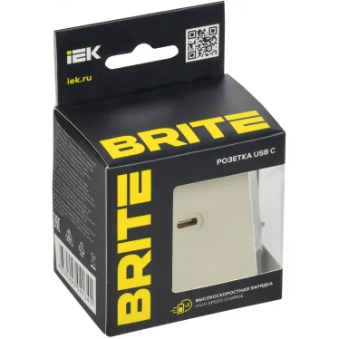 BRITE Розетка USB C 65Вт высокоскоростная зарядка РЮ12-1-БрКр бежевый IEK