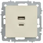 BRITE Розетка USB A+C 45Вт высокоскоростная зарядка РЮ11-2-БрКр бежевый IEK