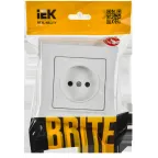 BRITE Розетка 1-местная без заземления без защитных шторок 10А в сборе РСР10-1-0-БрАБ арктический белый IEK