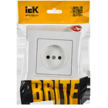 BRITE Розетка 1-местная без заземления без защитных шторок 10А в сборе РСР10-1-0-БрАБ арктический белый IEK