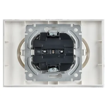 BRITE Розетка 2-местная с заземлением с защитными шторками 16А в сборе РСш12-3-БрАБ арктический белый IEK