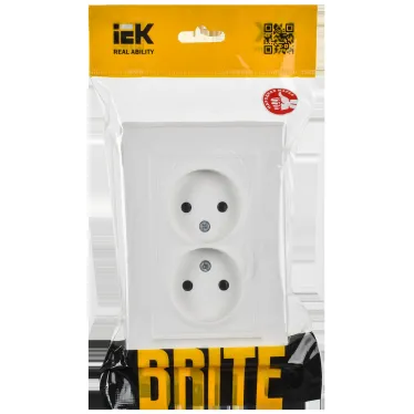BRITE Розетка 2-местная без заземления без защитных шторок 10А в сборе РС12-2-БрАБ арктический белый IEK