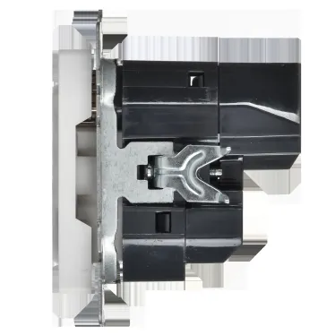 BRITE Розетка 1-местная с заземлением с защитными шторками 16А с USB A+C 18Вт РЮш11-1-БрАБ арктический белый IEK