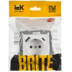 BRITE Розетка 1-местная с заземлением с защитными шторками 16А с USB A+C 18Вт РЮш11-1-БрАБ арктический белый IEK