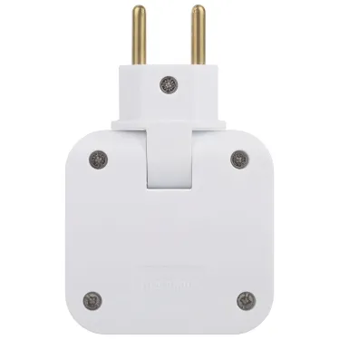 Тройник электрический поворотный на 2 розетки + 2USB 10А белый SPF-2-FL-USB