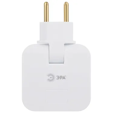 Тройник электрический поворотный на 2 розетки + 2USB 10А белый SPF-2-FL-USB