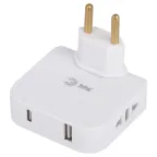 Тройник электрический поворотный на 2 розетки + 2USB A+C 10А белый SPF-2-FL-USBC