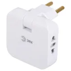 Тройник электрический поворотный на 2 розетки + 2USB A+C 10А белый SPF-2-FL-USBC