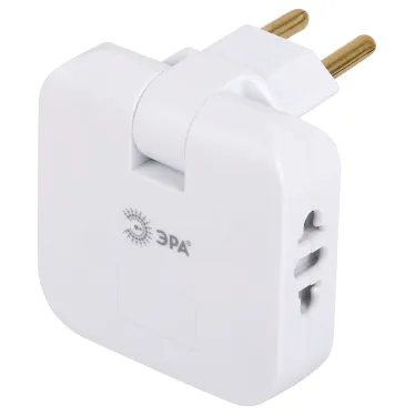 Тройник электрический поворотный на 2 розетки + 2USB A+C 10А белый SPF-2-FL-USBC
