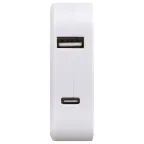 Тройник электрический поворотный на 2 розетки + 2USB A+C 10А белый SPF-2-FL-USBC