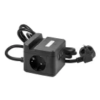 Удлинитель серии Standard с заземлением шнур 1,5м 2 гнезда 3 USB 16А держатель для телефона Черный ТМ Uniel S-GCD2-1,5SBUH BLACK