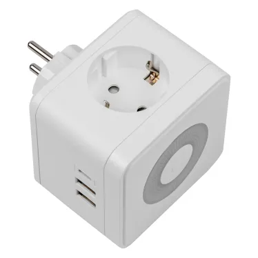 Разветвитель сетевой с выключателем, с/з,2 гнезда.2USB+1TYPE C 16А, 3500Вт Белый. S-GES2-16SBUC WHITE