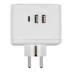 Разветвитель сетевой с выключателем, с/з,2 гнезда.2USB+1TYPE C 16А, 3500Вт Белый. S-GES2-16SBUC WHITE