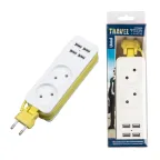Удлинитель серии Travel шнур 1,5м 2 гнездa 10A без зазамления 4USB 2,1A Белый с салатовым ТМ UnielS-CT2-1,5U WHITE/GREEN