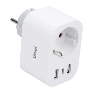 Умная розетка Wi-Fi 2USB Type-C 5В, 2,4A 16A До 3680Вт Голосовое управление приложение UnielSmart TM Uniel USH-A103 1G/UC/WF WHITE