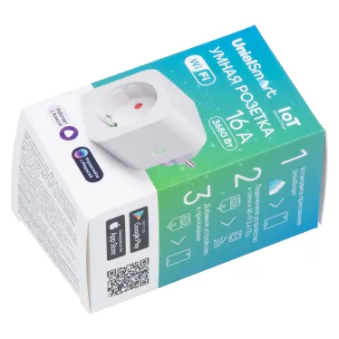 Умная розетка Wi-Fi 16A До 3680Вт Голосовое управление приложение UnielSmart TM Uniel USH-A101 1G/WF WHITE