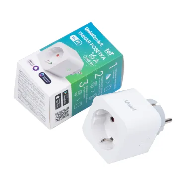 Умная розетка Wi-Fi 16A До 3680Вт Голосовое управление приложение UnielSmart TM Uniel USH-A101 1G/WF WHITE