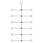 Блок распределительный с верт. адаптером на рейки шириной 15/35мм, зажим push-in, 1 ввод 6 кв.мм, 10 точек подключения 2,5 кв.мм, синий