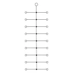 Блок распределительный с верт. адаптером на рейки шириной 15/35мм, зажим push-in, 1 ввод 6 кв.мм, 18 точек подключения 2,5 кв.мм, серый