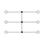 Блок распределительный с гориз. адаптером на рейку шириной 35мм, зажим push-in, 6 точек подключения 2,5 кв.мм, синий