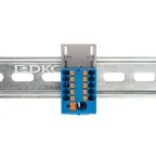 Блок распределительный с верт. адаптером на рейки шириной 15/35мм, зажим push-in, 1 ввод 6 кв.мм, 10 точек подключения 2,5 кв.мм, синий