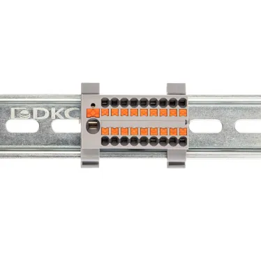 Блок распределительный с гориз. адаптером на рейку шириной 35мм, зажим push-in, 1 ввод 6 кв.мм, 18 точек подключения 2,5 кв.мм, серый