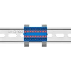 Блок распределительный с гориз. адаптером на рейку шириной 35мм, зажим push-in, 18 точек подключения 2,5 кв.мм, синий