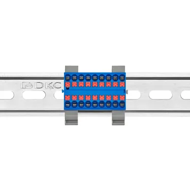 Блок распределительный с гориз. адаптером на рейку шириной 35мм, зажим push-in, 18 точек подключения 2,5 кв.мм, синий