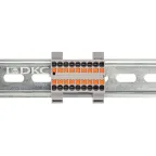 Блок распределительный с гориз. адаптером на рейку шириной 35мм, зажим push-in, 18 точек подключения 2,5 кв.мм, серый