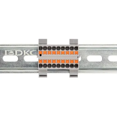 Блок распределительный с гориз. адаптером на рейку шириной 35мм, зажим push-in, 18 точек подключения 2,5 кв.мм, серый