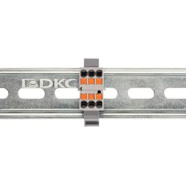 Блок распределительный с гориз. адаптером на рейку шириной 35мм, зажим push-in, 6 точек подключения 2,5 кв.мм, серый