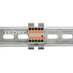 Блок распределительный с гориз. адаптером на рейку шириной 35мм, зажим push-in, 10 точек подключения 2,5 кв.мм, серый