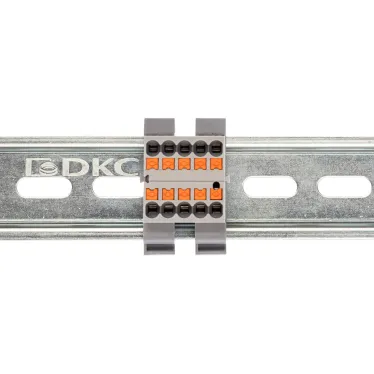 Блок распределительный с гориз. адаптером на рейку шириной 35мм, зажим push-in, 10 точек подключения 2,5 кв.мм, серый