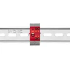 Блок распределительный с гориз. адаптером на рейку шириной 35мм, зажим push-in, 1 ввод 6 кв.мм, 4 точки подключения 2,5 кв.мм, красный