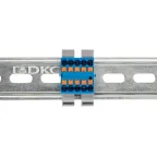 Блок распределительный с гориз. адаптером на рейку шириной 35мм, зажим push-in, 10 точек подключения 2,5 кв.мм, синий