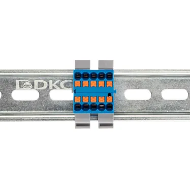 Блок распределительный с гориз. адаптером на рейку шириной 35мм, зажим push-in, 10 точек подключения 2,5 кв.мм, синий