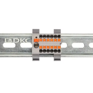 Блок распределительный с гориз. адаптером на рейку шириной 35мм, зажим push-in, 1 ввод 6 кв.мм, 12 точек подключения 2,5 кв.мм, серый