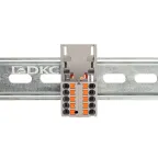 Блок распределительный с верт. адаптером на рейки шириной 15/35мм, зажим push-in, 10 точек подключения 2,5 кв.мм, серый